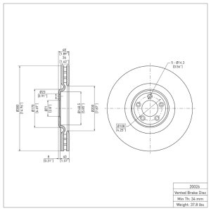 Jaguar XJ Brake Rotor (1) - Front - R1 Concepts - Plain - `10-`24